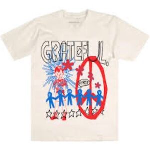 GRATEFUL Graphic Tee Cream Grafitti Large Mens